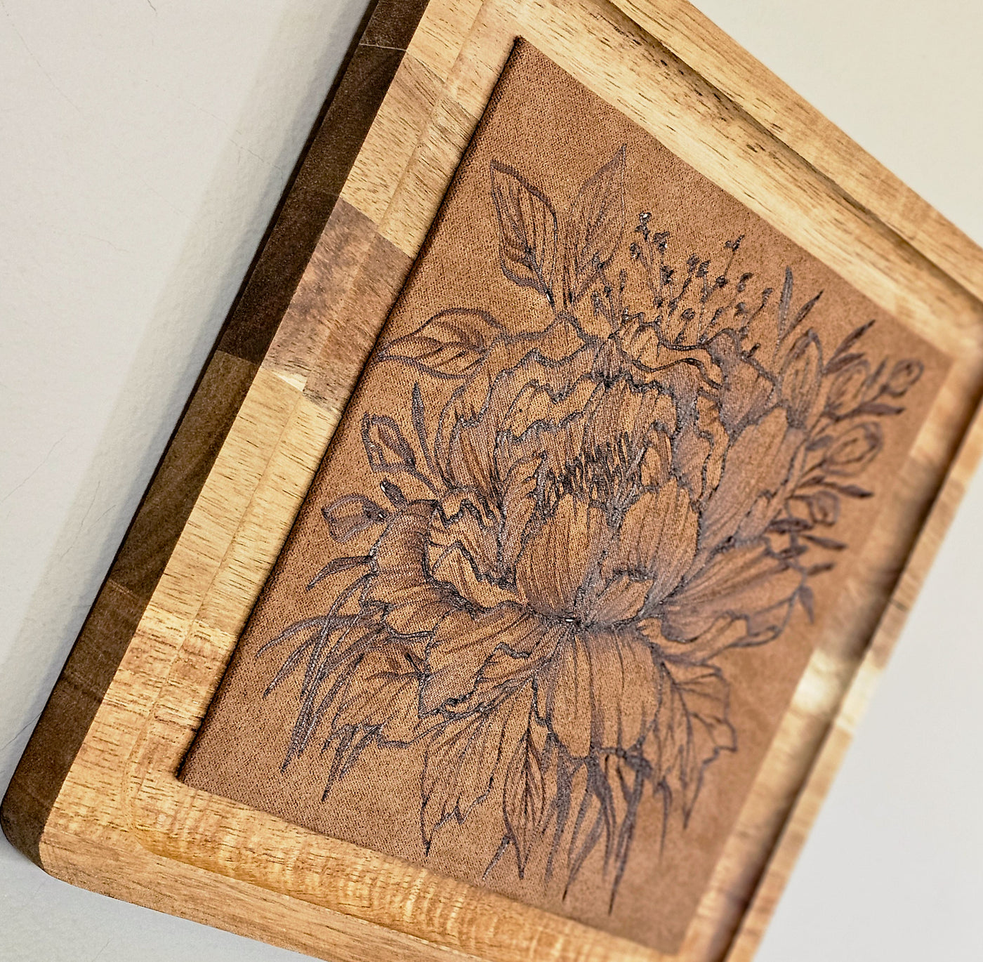 Peony || Freehand Burned Wall Art || Wood Art