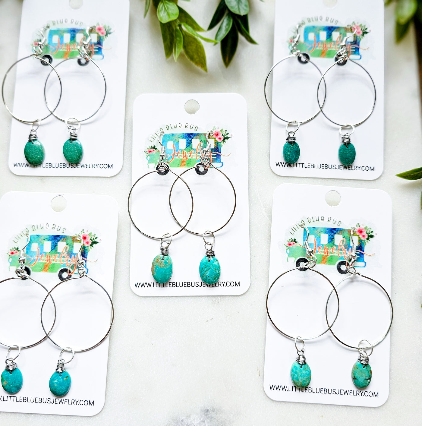 Turquoise + Sterling Silver || Hoop Earrings