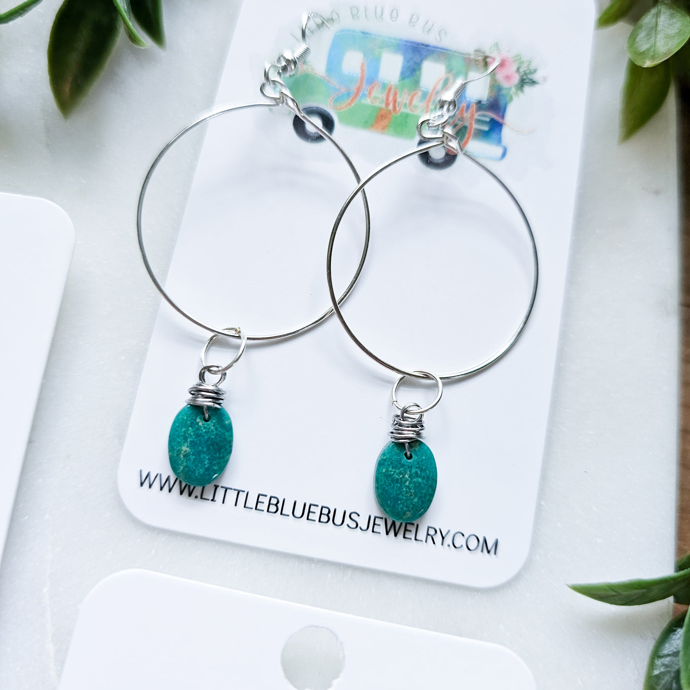 Turquoise + Sterling Silver || Hoop Earrings