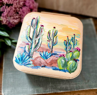 Let's Go Somewhere Sunny || Travel Jewelry Organizer || Hand Painted Cases