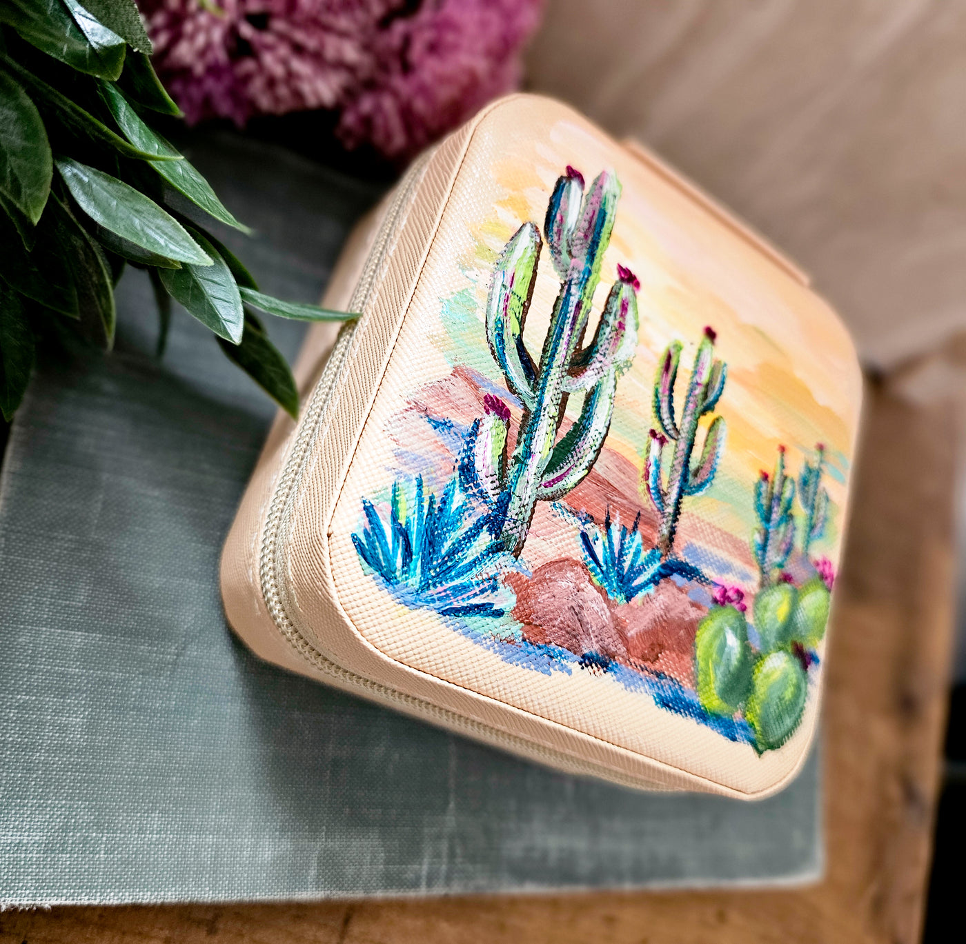 Let's Go Somewhere Sunny || Travel Jewelry Organizer || Hand Painted Cases