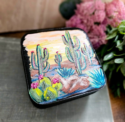 Let's Go Somewhere Sunny || Travel Jewelry Organizer || Hand Painted Cases