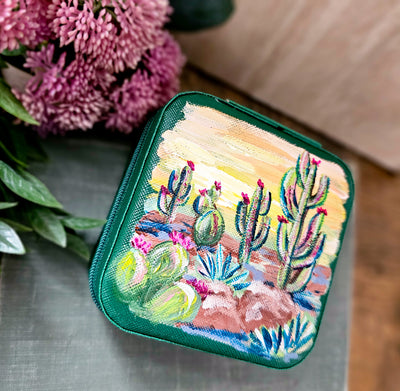 Let's Go Somewhere Sunny || Travel Jewelry Organizer || Hand Painted Cases