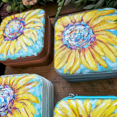 Sunflower || Travel Jewelry Organizer || Hand Painted Cases