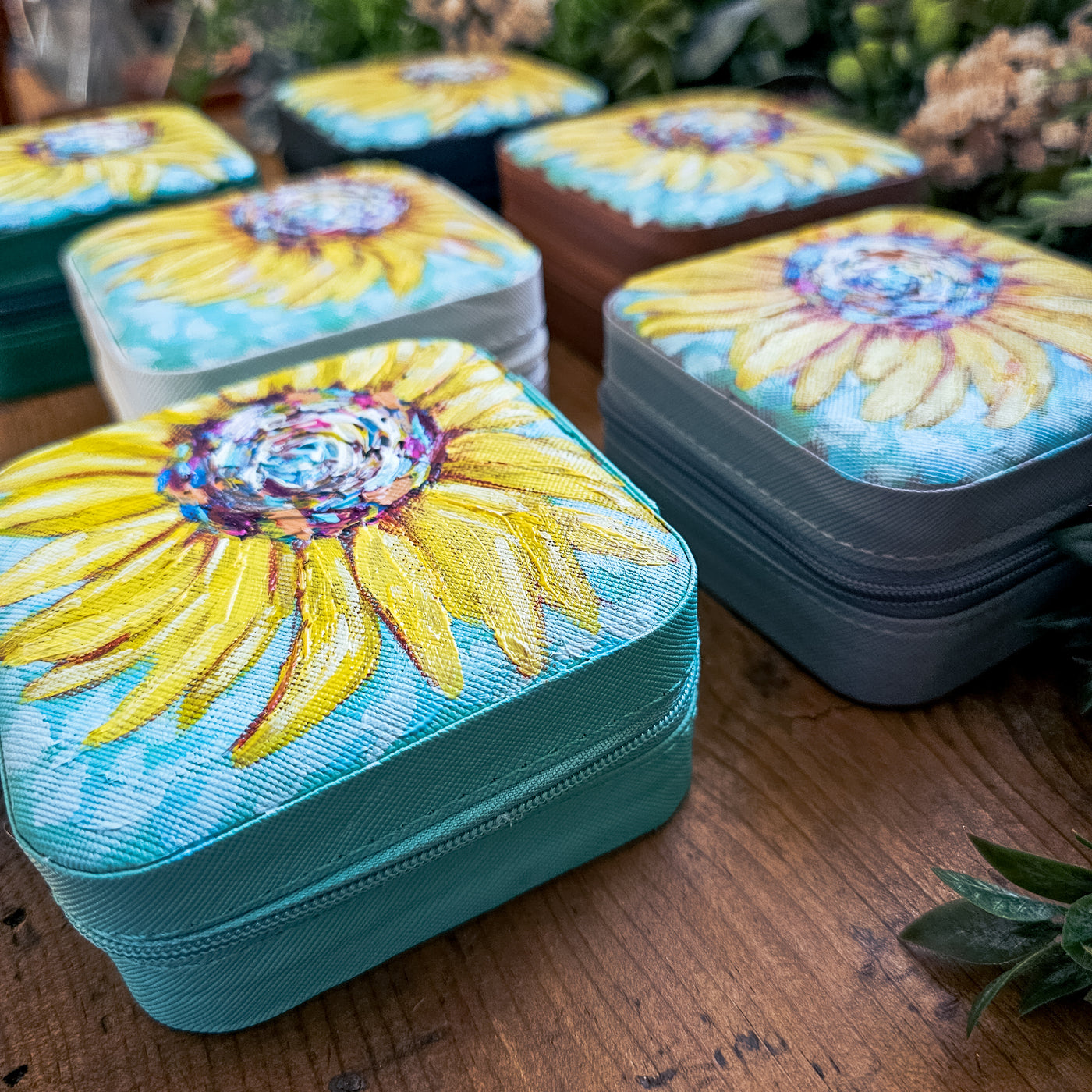 Sunflower || Travel Jewelry Organizer || Hand Painted Cases