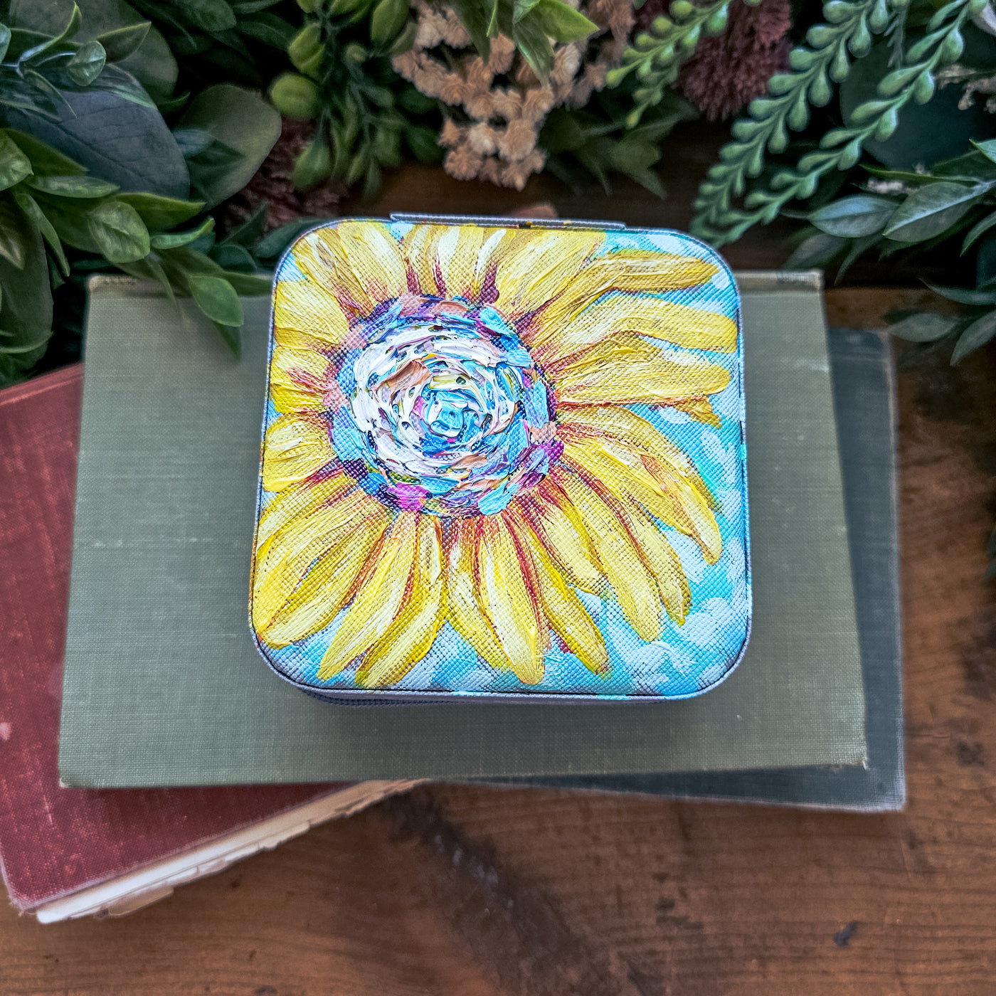 Sunflower || Travel Jewelry Organizer || Hand Painted Cases