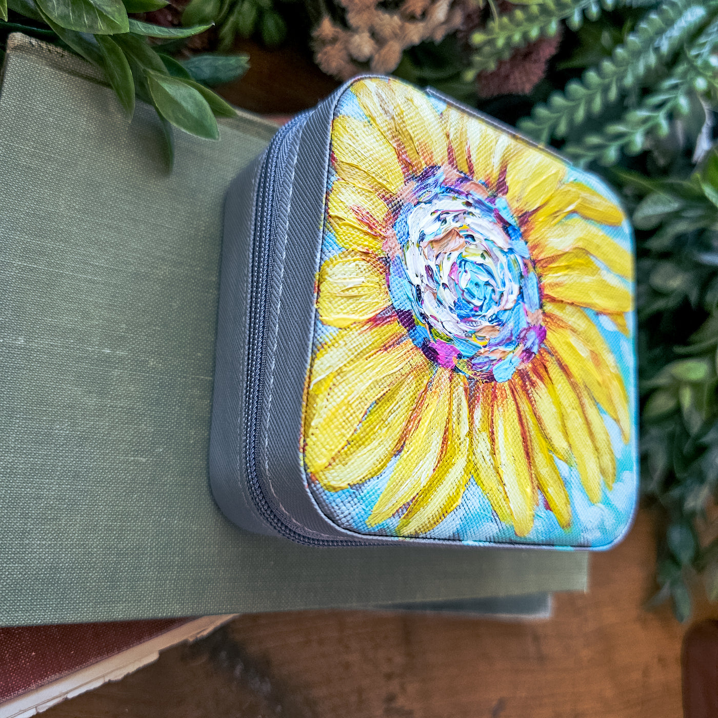 Sunflower || Travel Jewelry Organizer || Hand Painted Cases