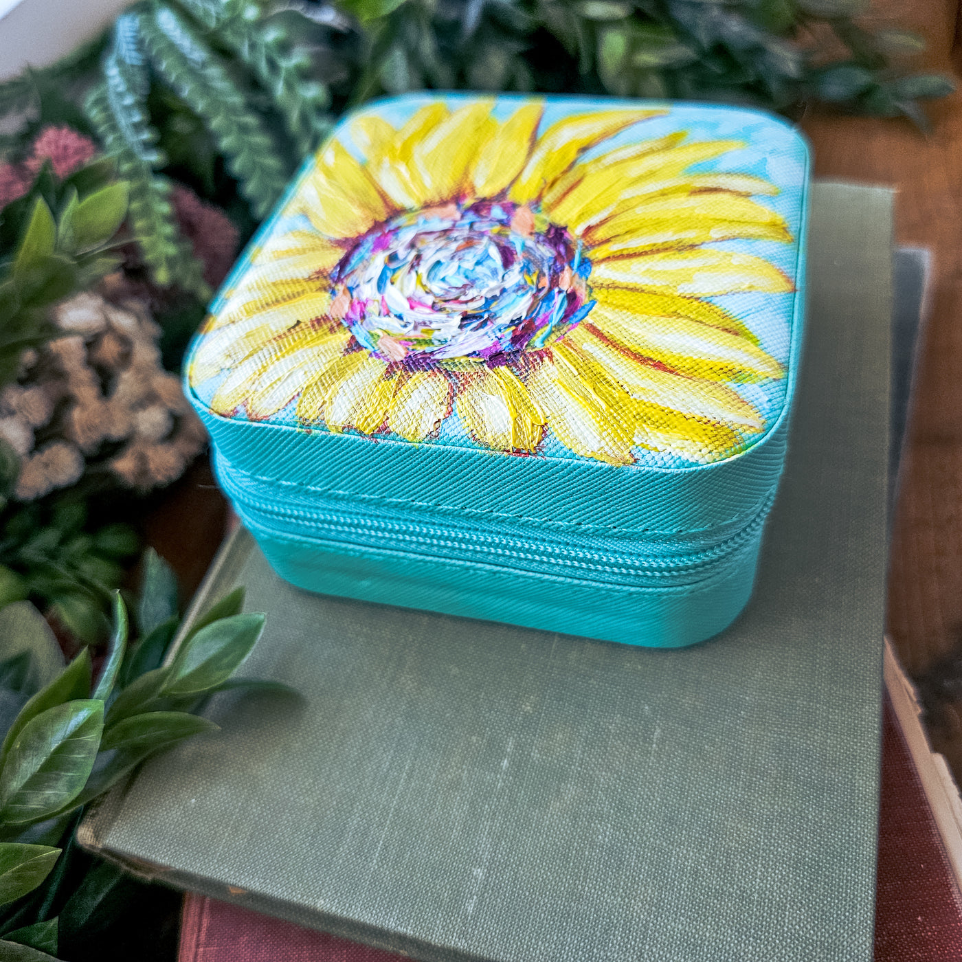 Sunflower || Travel Jewelry Organizer || Hand Painted Cases