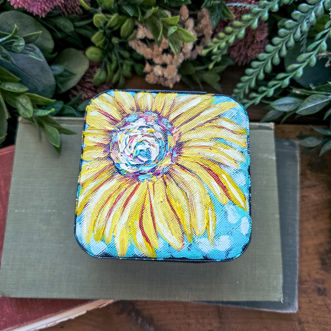 Sunflower || Travel Jewelry Organizer || Hand Painted Cases