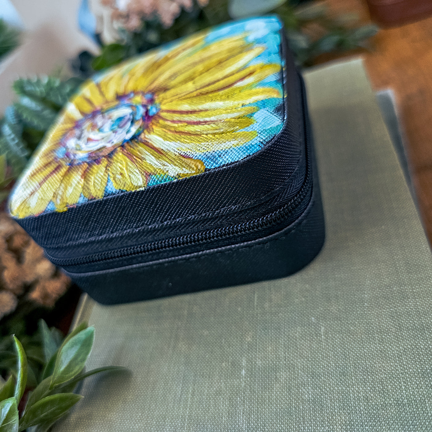 Sunflower || Travel Jewelry Organizer || Hand Painted Cases