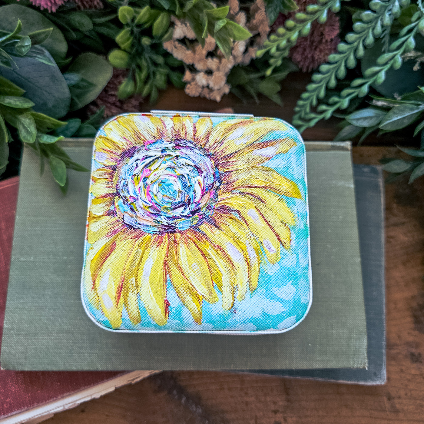 Sunflower || Travel Jewelry Organizer || Hand Painted Cases