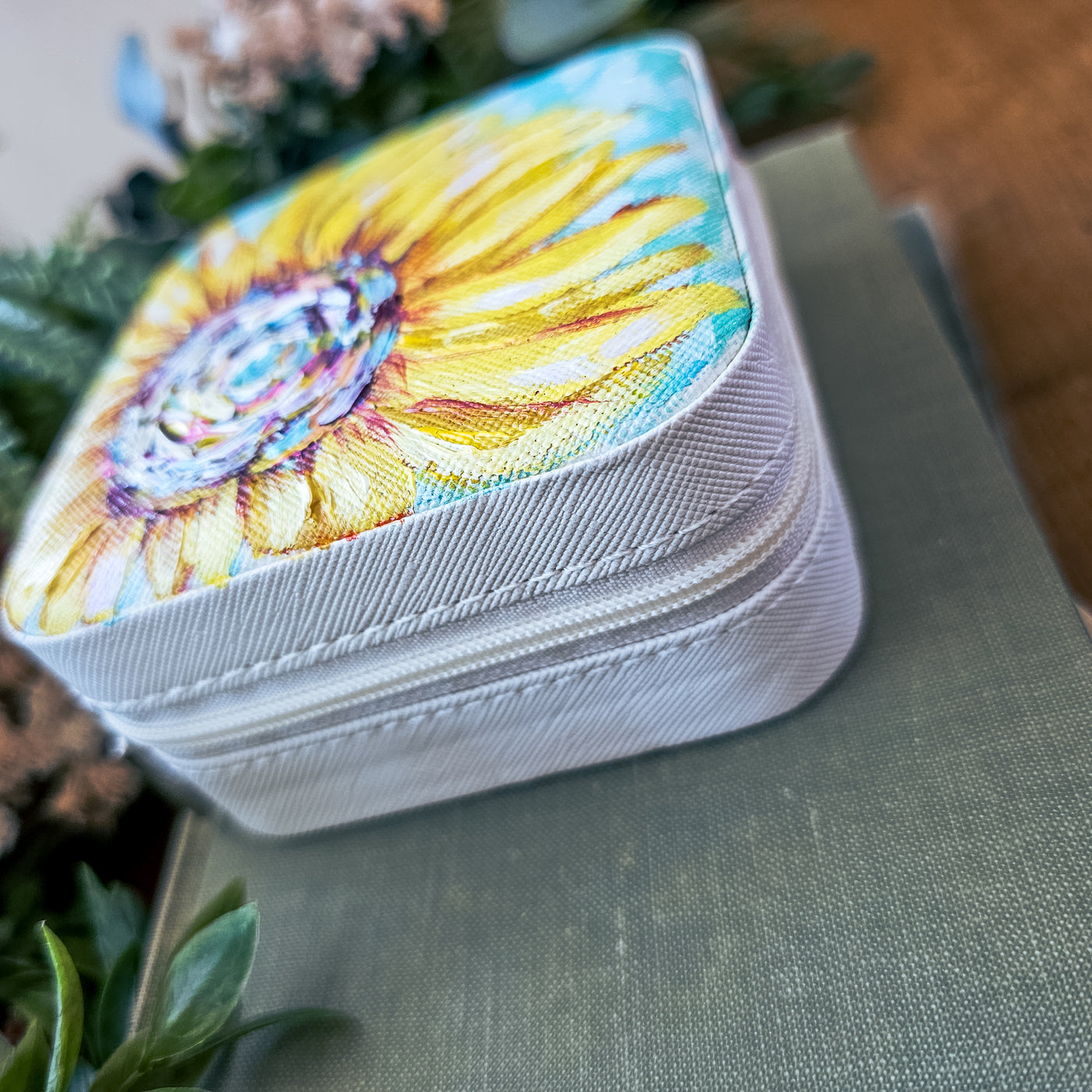 Sunflower || Travel Jewelry Organizer || Hand Painted Cases