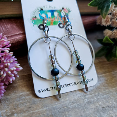 Large Hoop + Beaded Drop|| Earrings