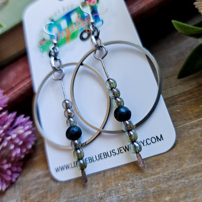 Large Hoop + Beaded Drop|| Earrings