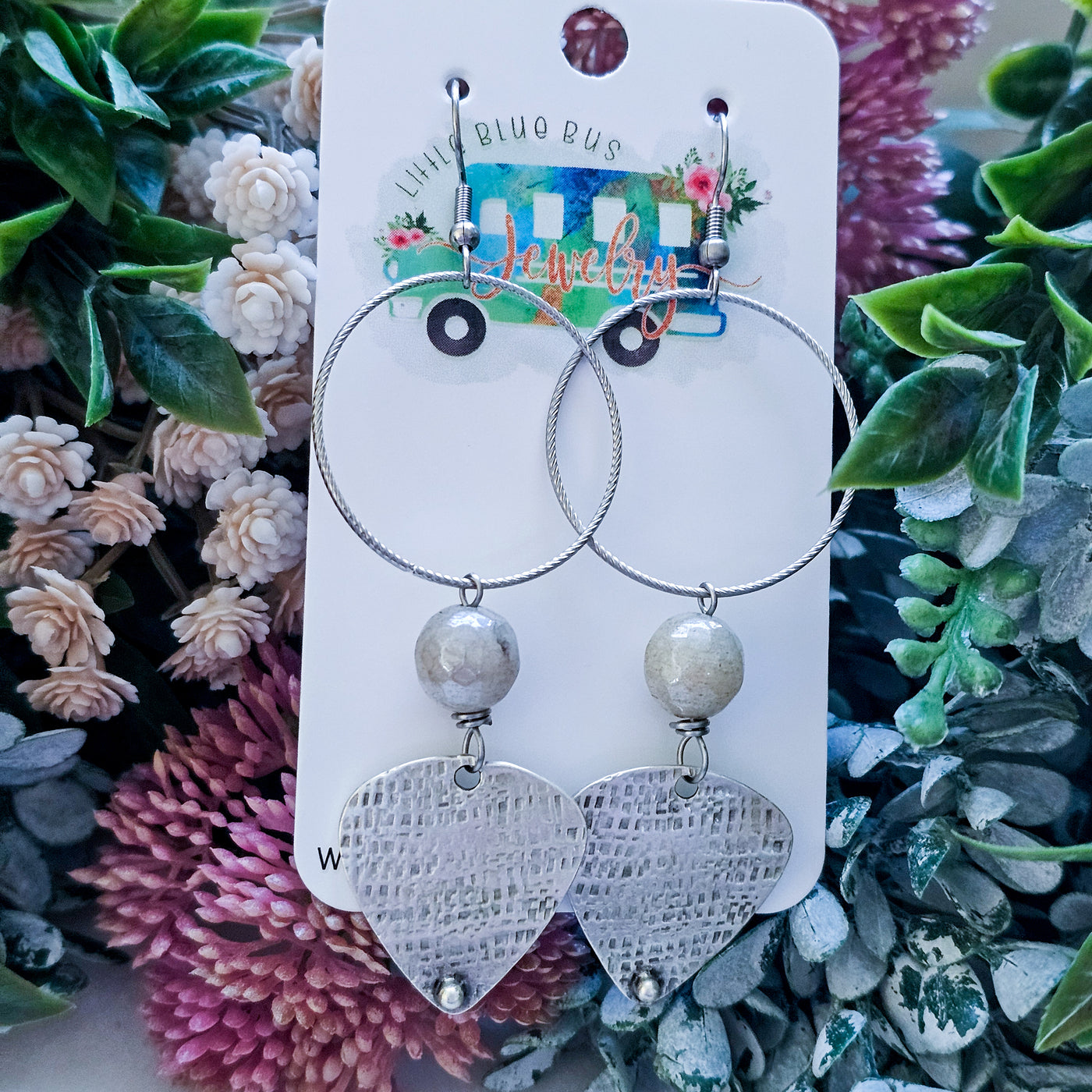 Hoop + Textured Drop || Earrings