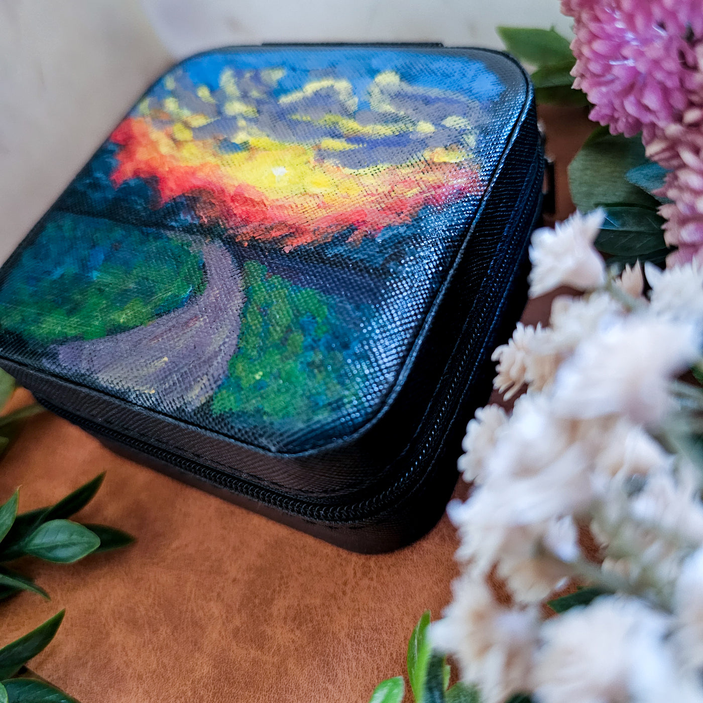 Evening Sunset || Travel Jewelry Organizer || Hand Painted Cases