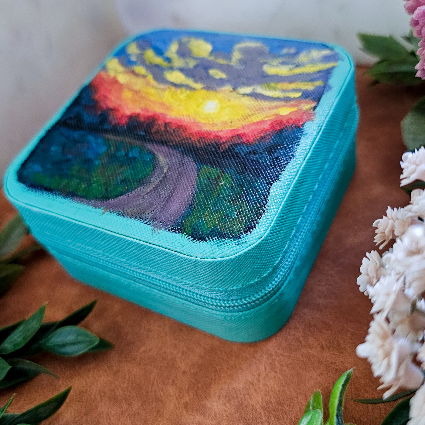 Evening Sunset || Travel Jewelry Organizer || Hand Painted Cases