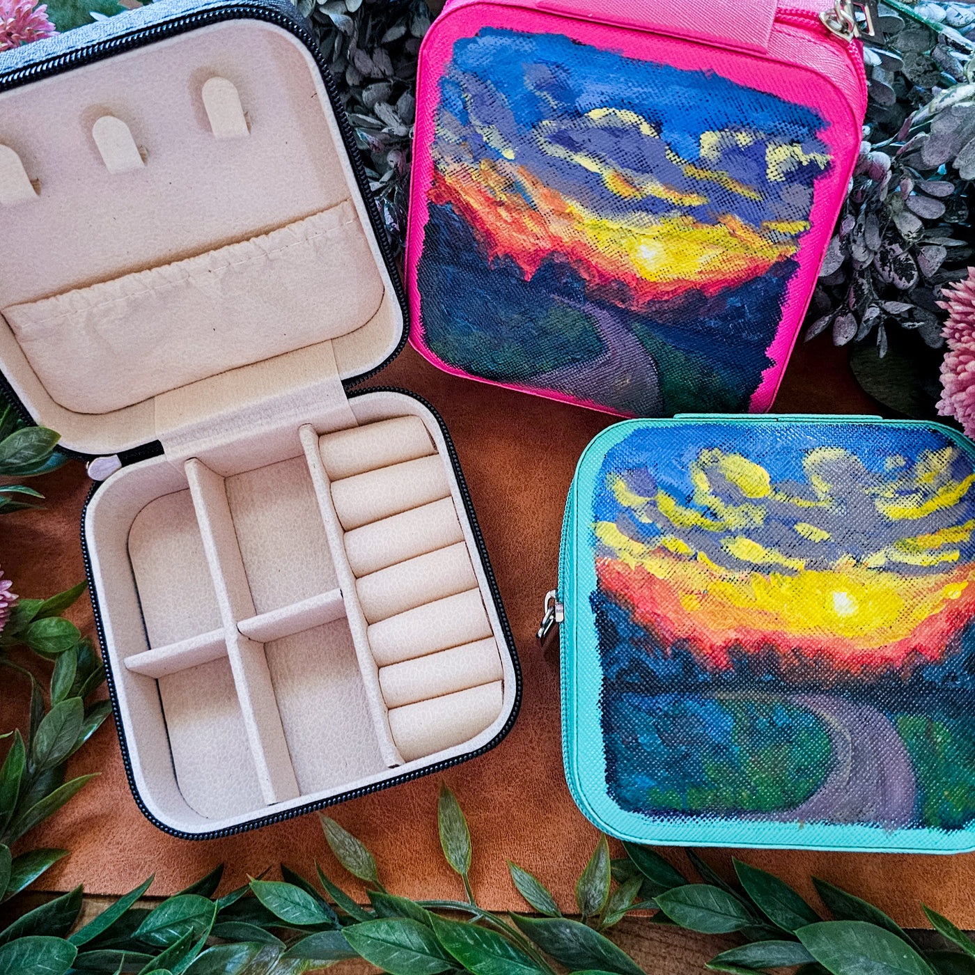 Evening Sunset || Travel Jewelry Organizer || Hand Painted Cases