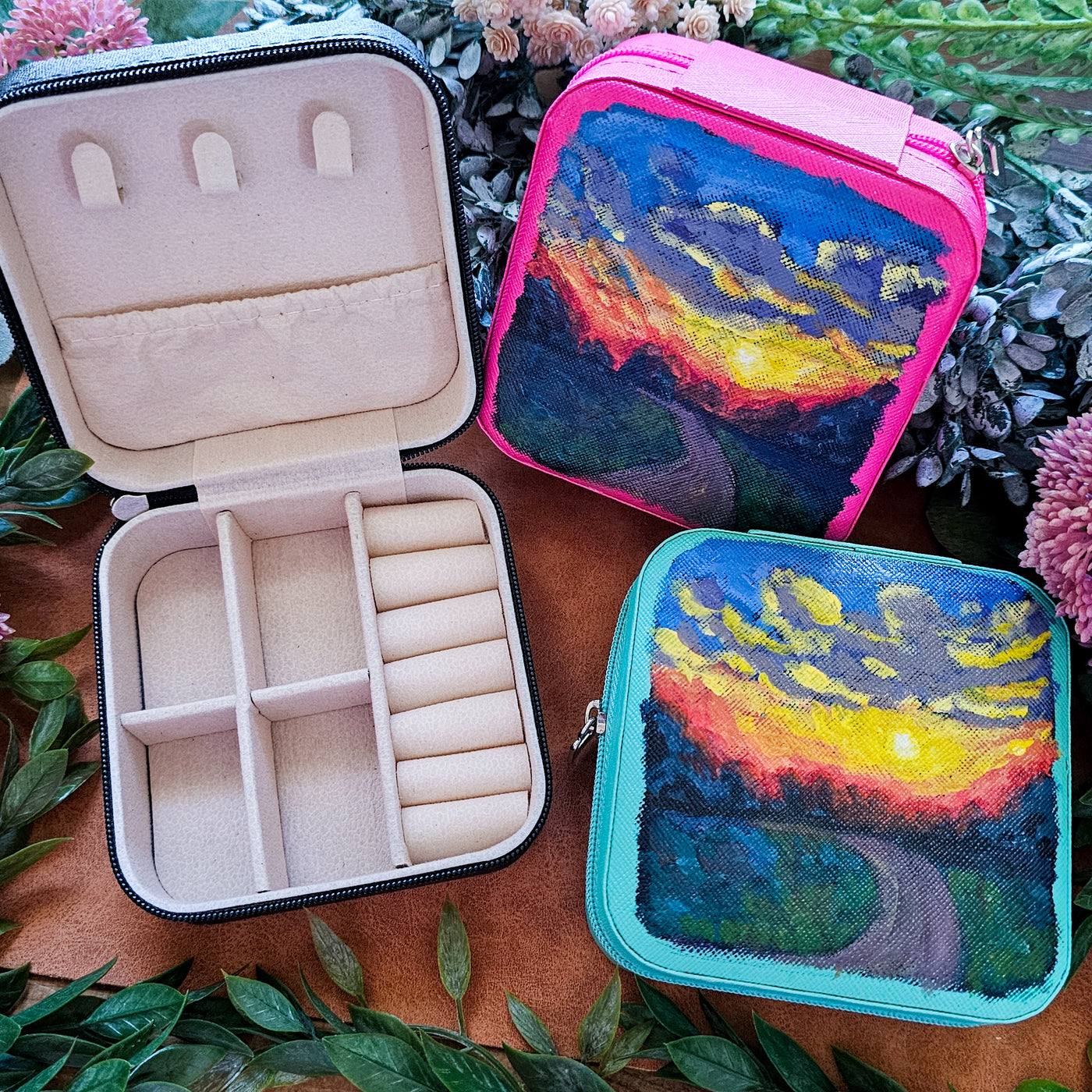 Evening Sunset || Travel Jewelry Organizer || Hand Painted Cases