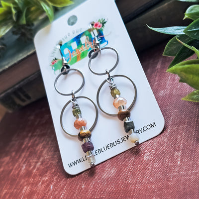 Mixed Stone Double Hoop || Earrings