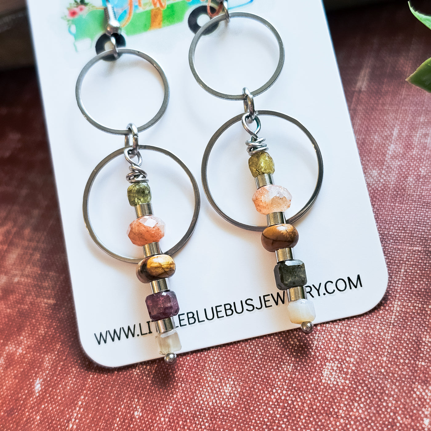 Mixed Stone Double Hoop || Earrings