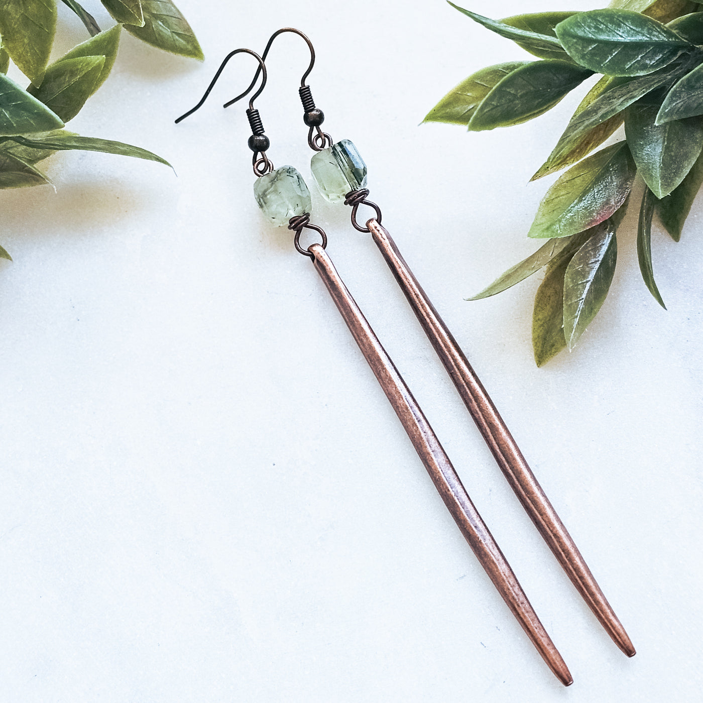 Prehnite + Copper || Earrings