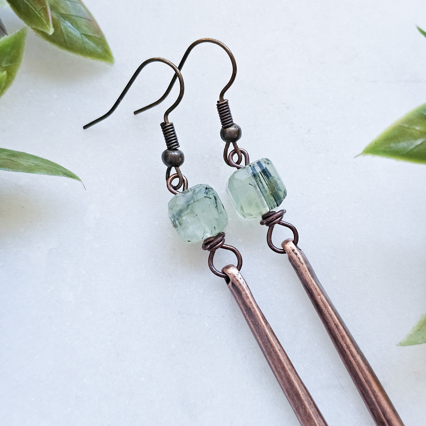 Prehnite + Copper || Earrings