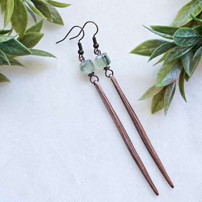 Prehnite + Copper || Earrings