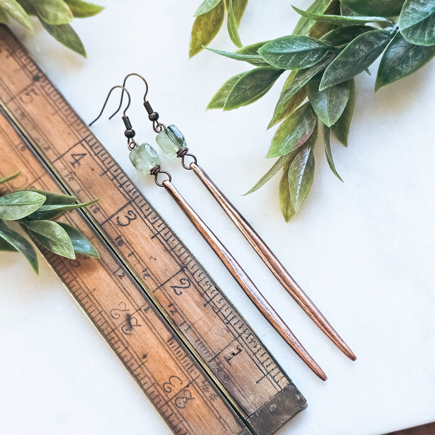 Prehnite + Copper || Earrings