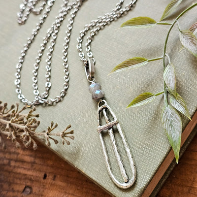 Rustic Hammered Cross + Mystic Labradorite || Necklaces