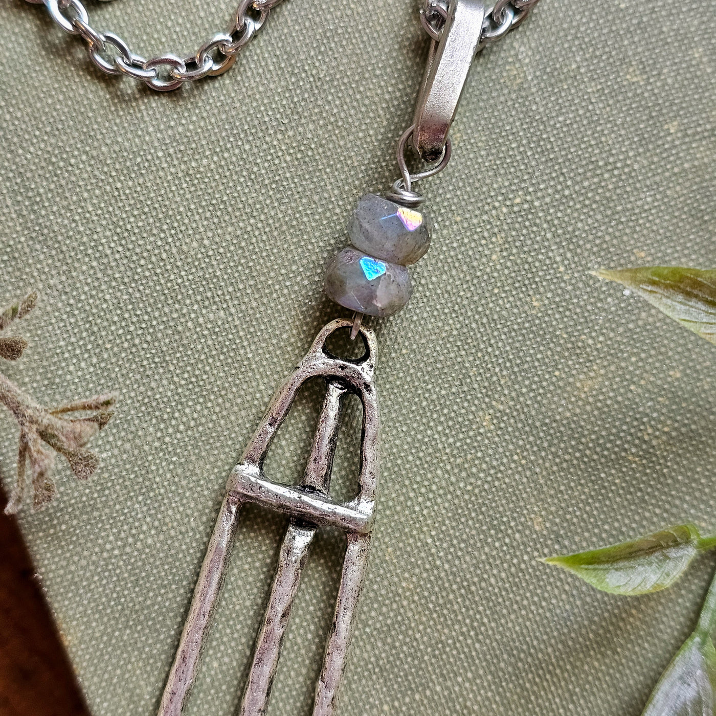 Rustic Hammered Cross + Mystic Labradorite || Necklaces