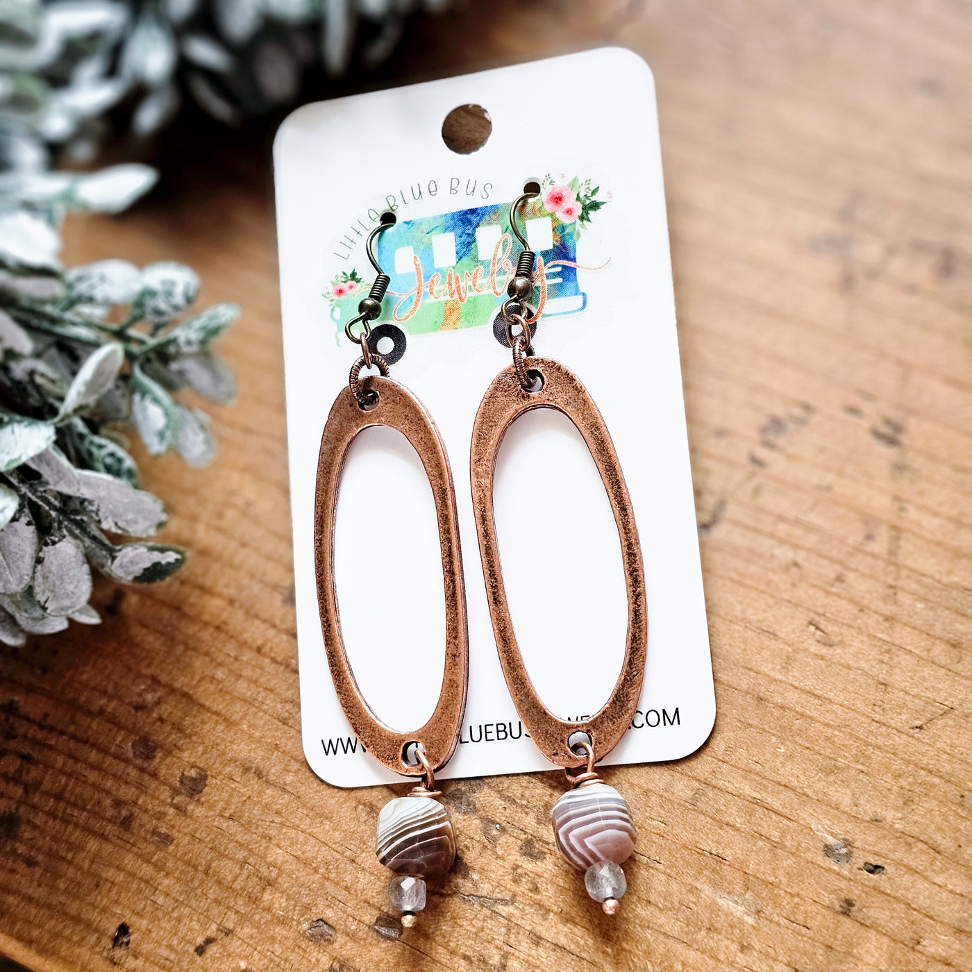 Botswana Agate + Labradorite + Copper || Earrings