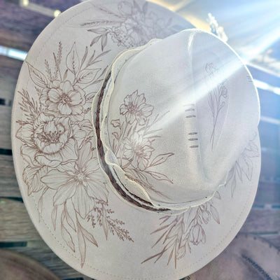 I think I Wanna Marry You || Ivory Suede Burned Wide Brim Hat