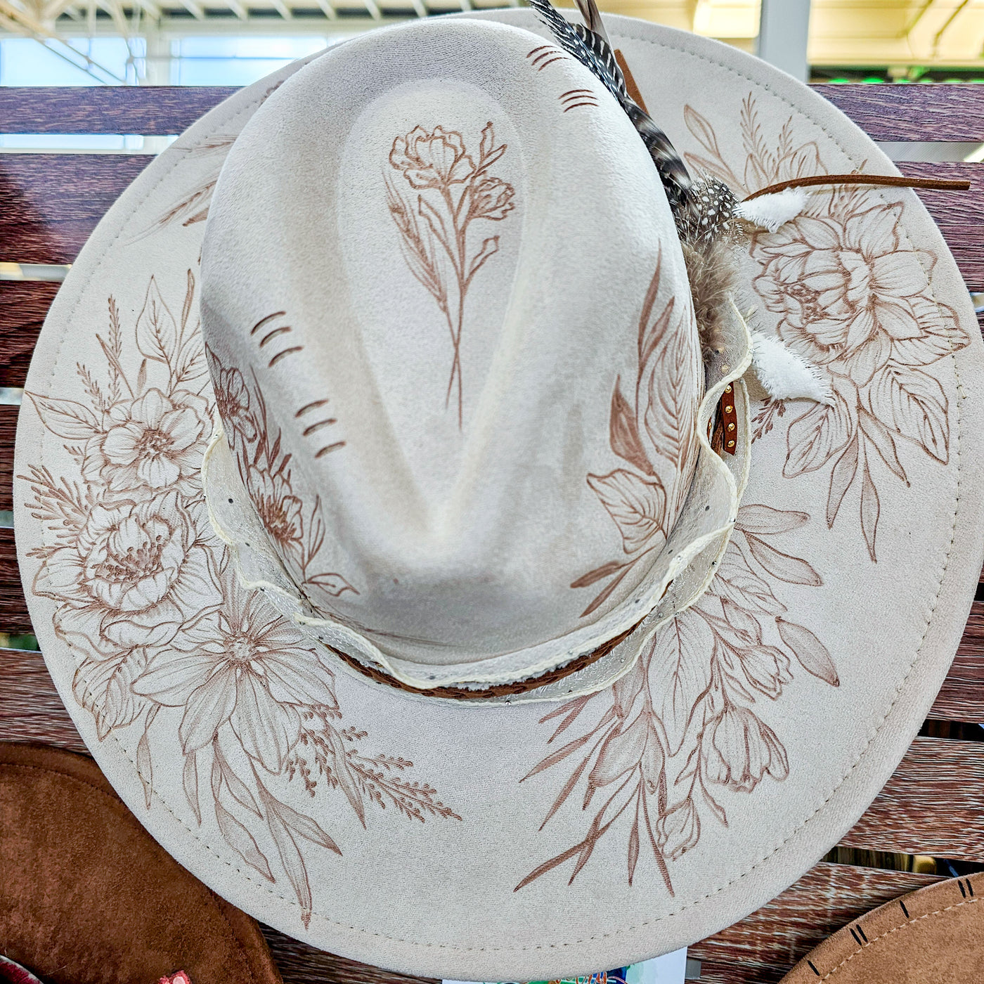 I think I Wanna Marry You || Ivory Suede Burned Wide Brim Hat