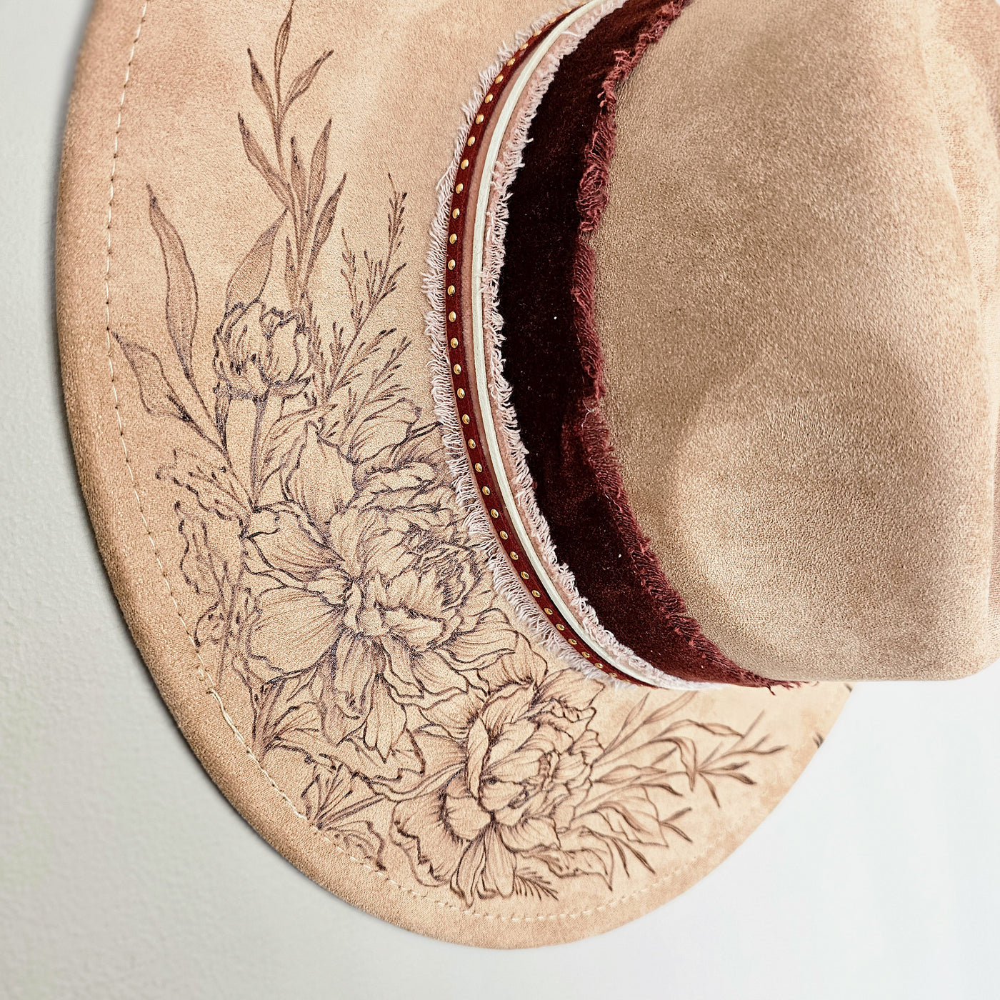 Girls Night Out || Tan Suede Burned Wide Brim Hat