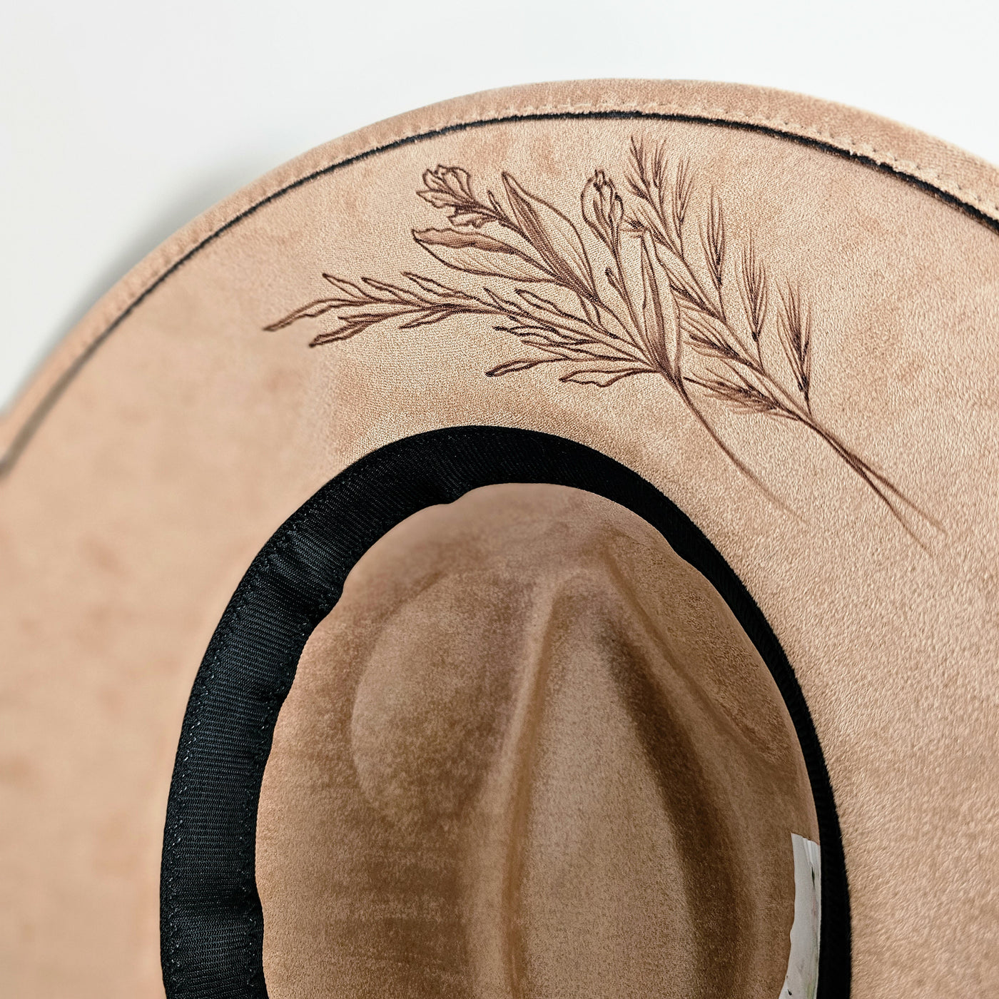 Girls Night Out || Tan Suede Burned Wide Brim Hat