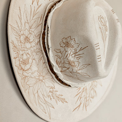 I think I Wanna Marry You || Ivory Suede Burned Wide Brim Hat