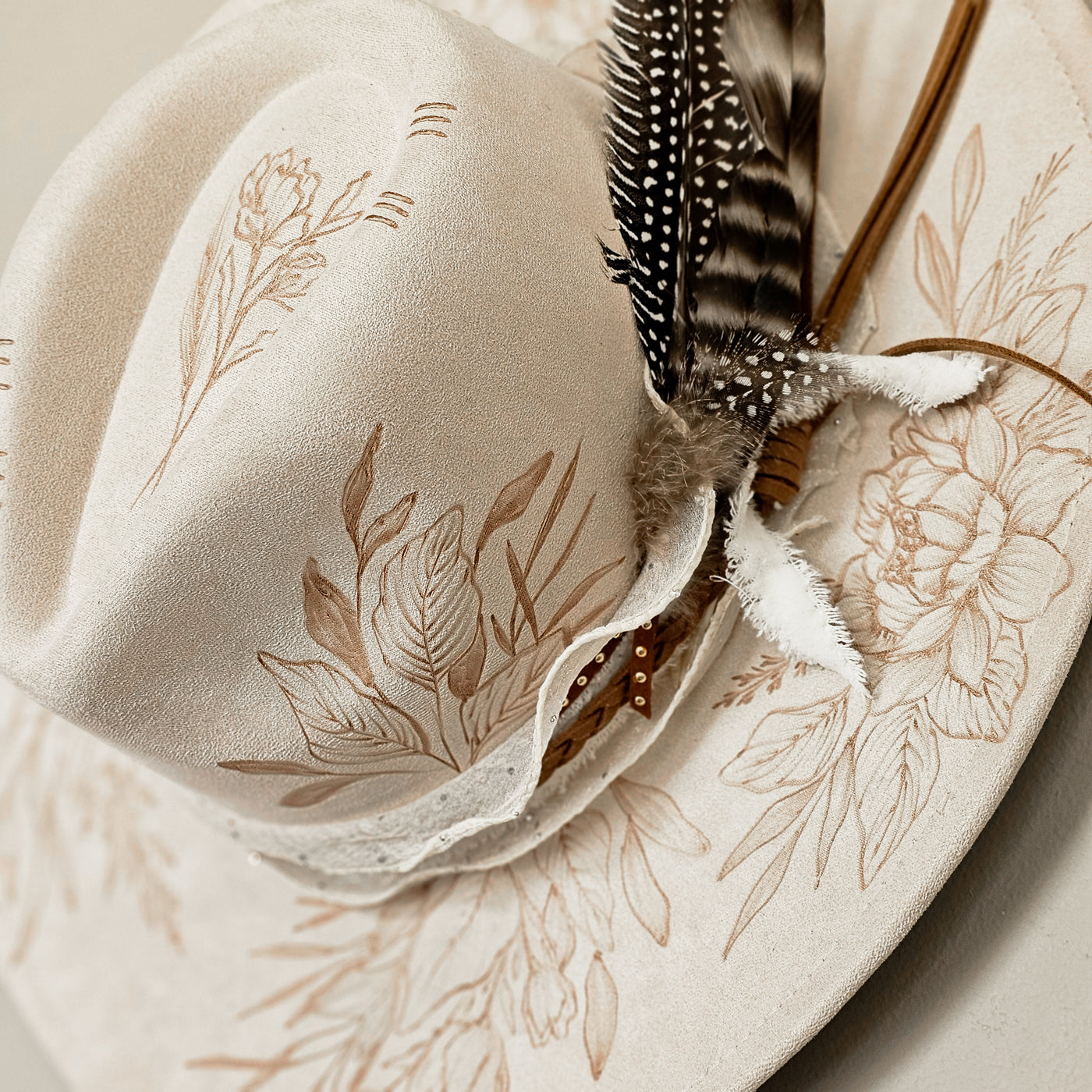 I think I Wanna Marry You || Ivory Suede Burned Wide Brim Hat