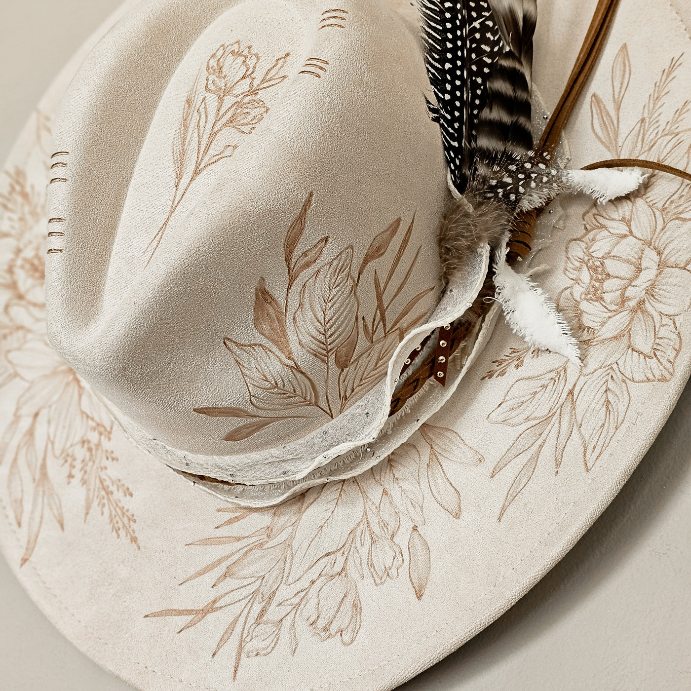 I think I Wanna Marry You || Ivory Suede Burned Wide Brim Hat