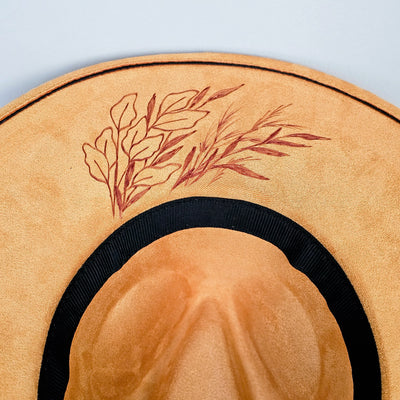 Sunflowers and Sass || Mustard Suede Burned Wide Brim Hat