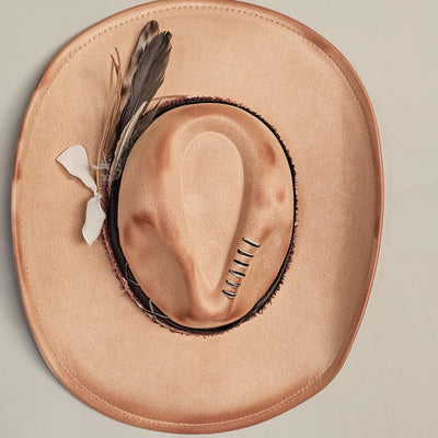 Let's Ride|| Tan Suede Burned Cowboy Style Hat