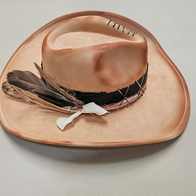Let's Ride|| Tan Suede Burned Cowboy Style Hat