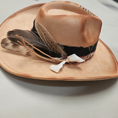 Let's Ride|| Tan Suede Burned Cowboy Style Hat