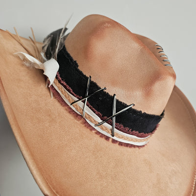 Let's Ride|| Tan Suede Burned Cowboy Style Hat