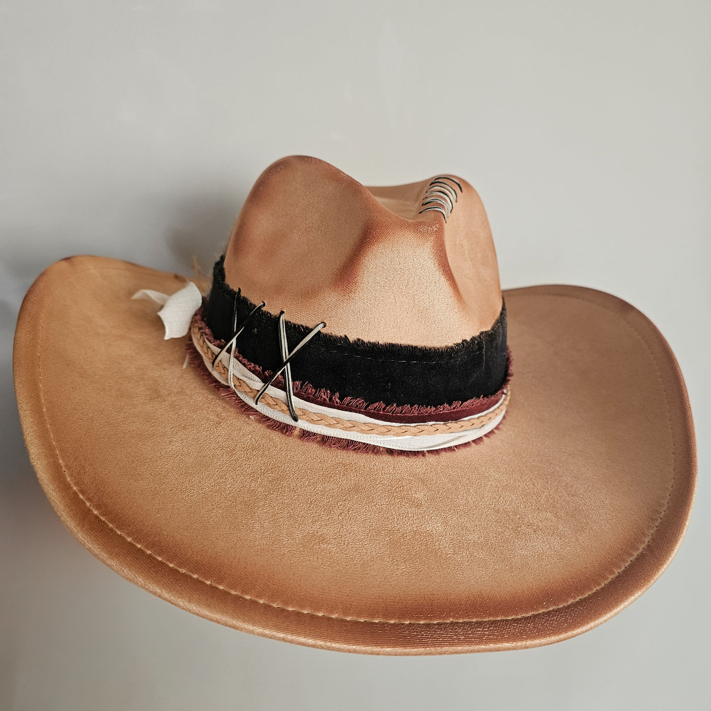 Let's Ride|| Tan Suede Burned Cowboy Style Hat