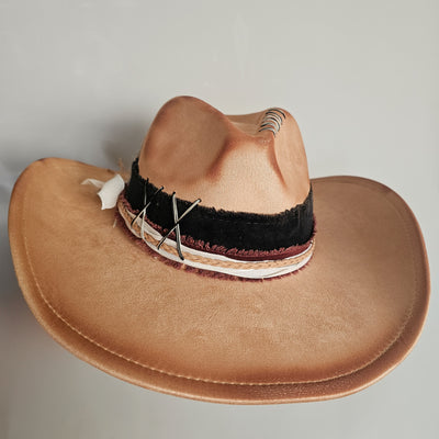 Let's Ride|| Tan Suede Burned Cowboy Style Hat