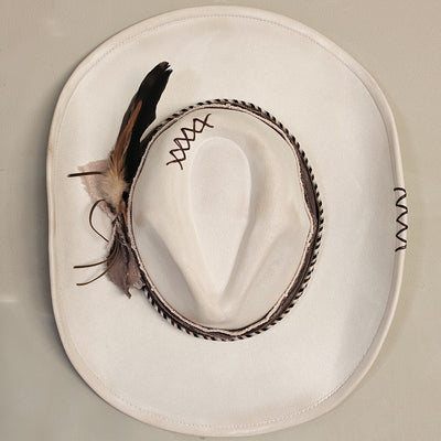 Rodeo || Ivory - Off White Suede Burned Cowboy Style Hat