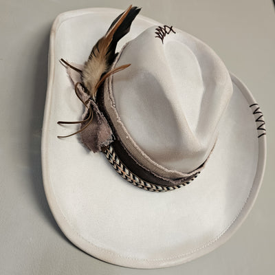 Rodeo || Ivory - Off White Suede Burned Cowboy Style Hat