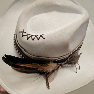 Rodeo || Ivory - Off White Suede Burned Cowboy Style Hat