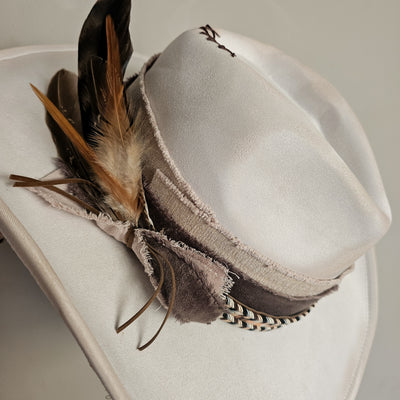 Rodeo || Ivory - Off White Suede Burned Cowboy Style Hat